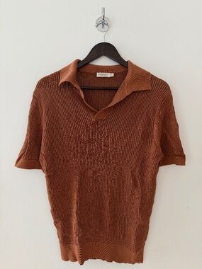 Burnt Orange/Brown Crochet Suit Supply Polo